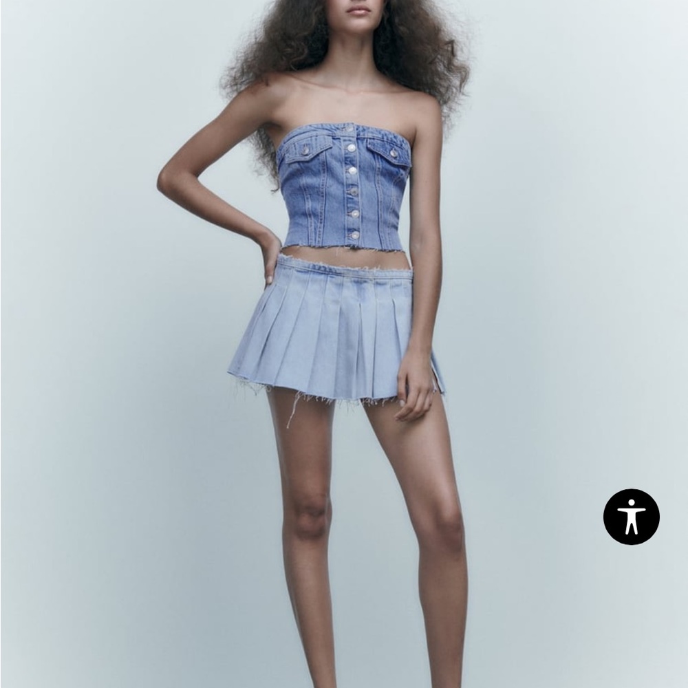 COPY - ZARA: Box Pleated Denim Skirt